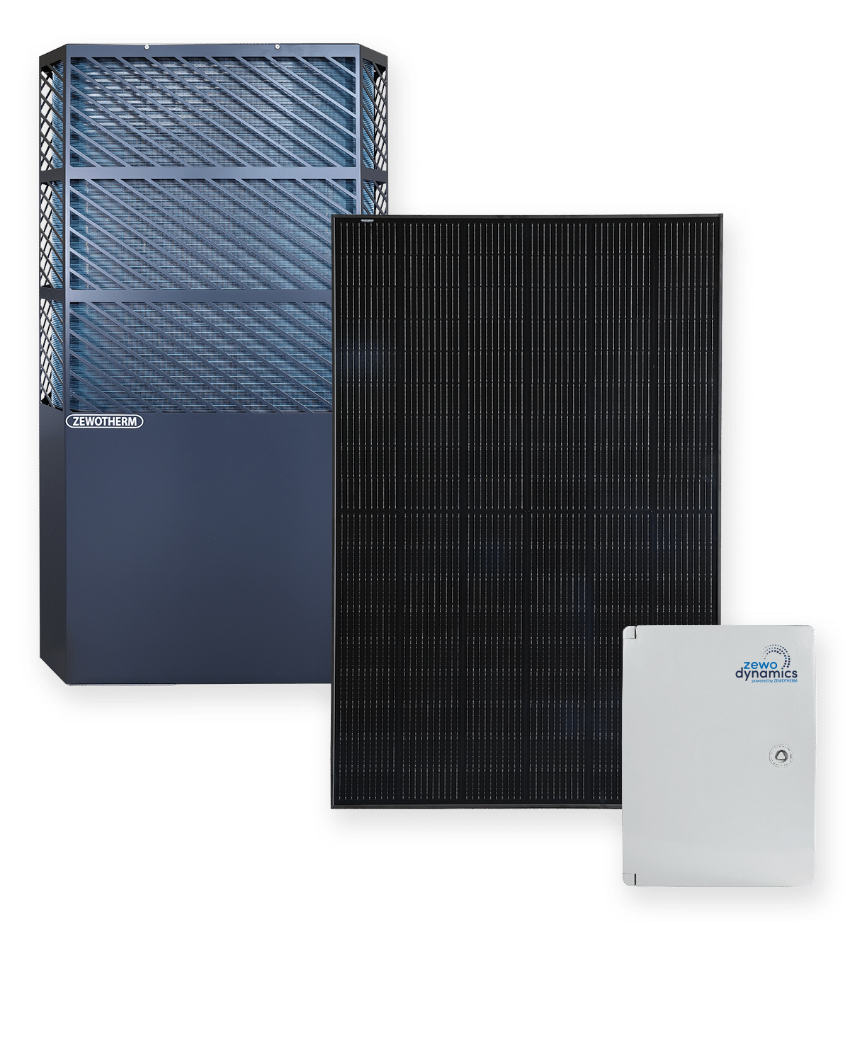 Kombipaket aus Wärmepumpe, Photovoltaikmodul und ZEWO Dynamics Energiemanagementsystem von Solarität